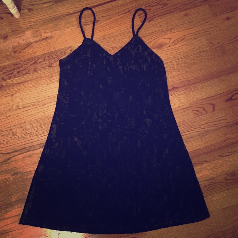 Black Crushed Velvet Dress